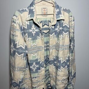 Faherty Aztec Blue and Cream Shirt Jacket